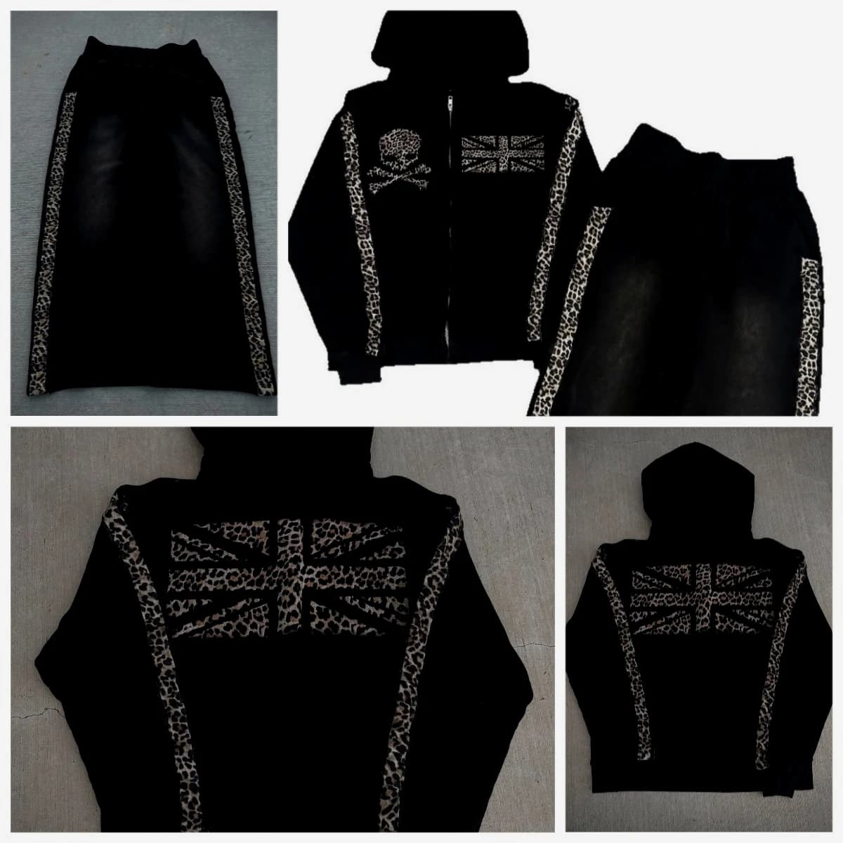 2025 New American Retro Ins Printed Zipper Sweatshirt Sweatpants Suit Hoodie Jacket Street Trend Y2k Long-sleeved Trousers