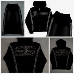 2025 New American Retro Ins Printed Zipper Sweatshirt Sweatpants Suit Hoodie Jacket Street Trend Y2k Long-sleeved Trousers