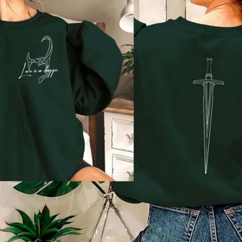 Love Is A Daggers Shirt Loki Retro Shirt Loki and Lady Loki Shirt Autumn Winter Unisex Casual Couple Pullover Sweater