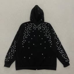 Autumn Winter American Hip Hop Vintage Long Sleeved Hoodie Dark Gothic Cross Applique Decorated Zipper Cardigan High Street Coat