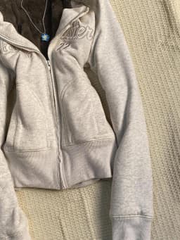 Aoaiiys Y2k Hoodies Women's Aesthetic Vintage Burr Edge Hooded Outerwear Autumn Winter New Letter Embroidery Zipper Sweatshirt