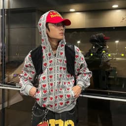 Women Couple Y2K Emo Zip Up Hoodie Mint Green Full‑Print Pink Heart Letter Oversized Hooded Jacket Streetwear Loose Outerwear
