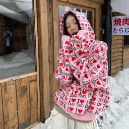 Women Couple Y2K Emo Zip Up Hoodie Mint Green Full‑Print Pink Heart Letter Oversized Hooded Jacket Streetwear Loose Outerwear