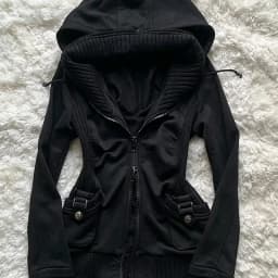 Y2K Gothic Female Zipper Hooded Jacket Waist Slim Long Sleeve hooded Sports Street Wind Jacket Punk High Street