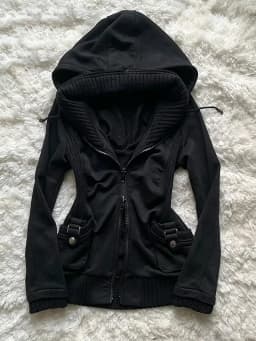 Y2K Gothic Female Zipper Hooded Jacket Waist Slim Long Sleeve hooded Sports Street Wind Jacket Punk High Street