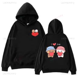 Bubu and Dudu Panda Hoodies Trendy Aesthetic Graphic Funny Kawaii Bubble Tea Hoodies Anime Harajuku Vintage Pullovers Sweats