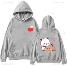 Bubu and Dudu Panda Hoodies Trendy Aesthetic Graphic Funny Kawaii Bubble Tea Hoodies Anime Harajuku Vintage Pullovers Sweats
