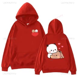 Bubu and Dudu Panda Hoodies Trendy Aesthetic Graphic Funny Kawaii Bubble Tea Hoodies Anime Harajuku Vintage Pullovers Sweats