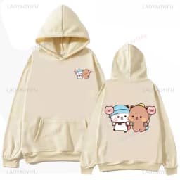 Bubu and Dudu Panda Hoodies Trendy Aesthetic Graphic Funny Kawaii Bubble Tea Hoodies Anime Harajuku Vintage Pullovers Sweats