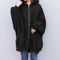 Hoodies women 2026 casual new autumn winter Europe sexy solid color loose hoodie zipper coat women's clothing