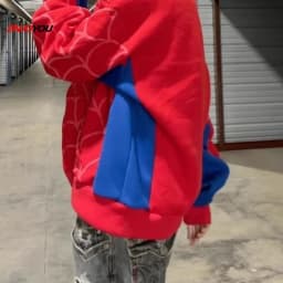 Y2k clothing Spider web Red hoodie sweatshirt zipper warm Harajuku punk grunge Women Hip hop sweatshirt Hoodie Foam printing