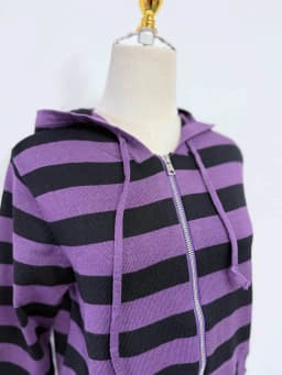 Harajuku Vintage Y2K Women's Hoodie Sexy Slim Fit Chic Casual Striped Cardigan Sweatshirt Grunge Punk Hip Hop Female Streetwear