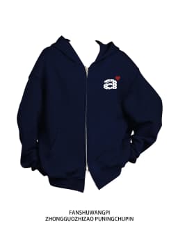 American Style Fleece Lined Thickened Loose Women's Hoodie Jacket Double Zipper Casual Comfortable Open Cardigan Sweatshirt