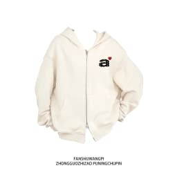 American Style Fleece Lined Thickened Loose Women's Hoodie Jacket Double Zipper Casual Comfortable Open Cardigan Sweatshirt