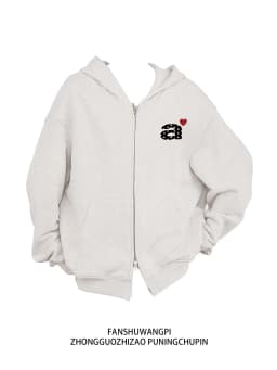 American Style Fleece Lined Thickened Loose Women's Hoodie Jacket Double Zipper Casual Comfortable Open Cardigan Sweatshirt