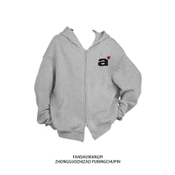 American Style Fleece Lined Thickened Loose Women's Hoodie Jacket Double Zipper Casual Comfortable Open Cardigan Sweatshirt