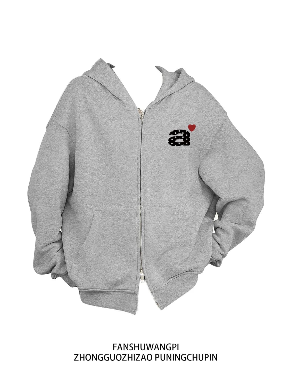 American Style Fleece Lined Thickened Loose Women's Hoodie Jacket Double Zipper Casual Comfortable Open Cardigan Sweatshirt