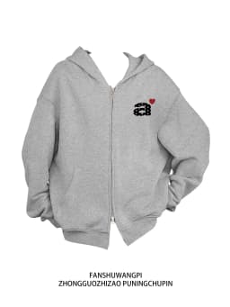 American Style Fleece Lined Thickened Loose Women's Hoodie Jacket Double Zipper Casual Comfortable Open Cardigan Sweatshirt