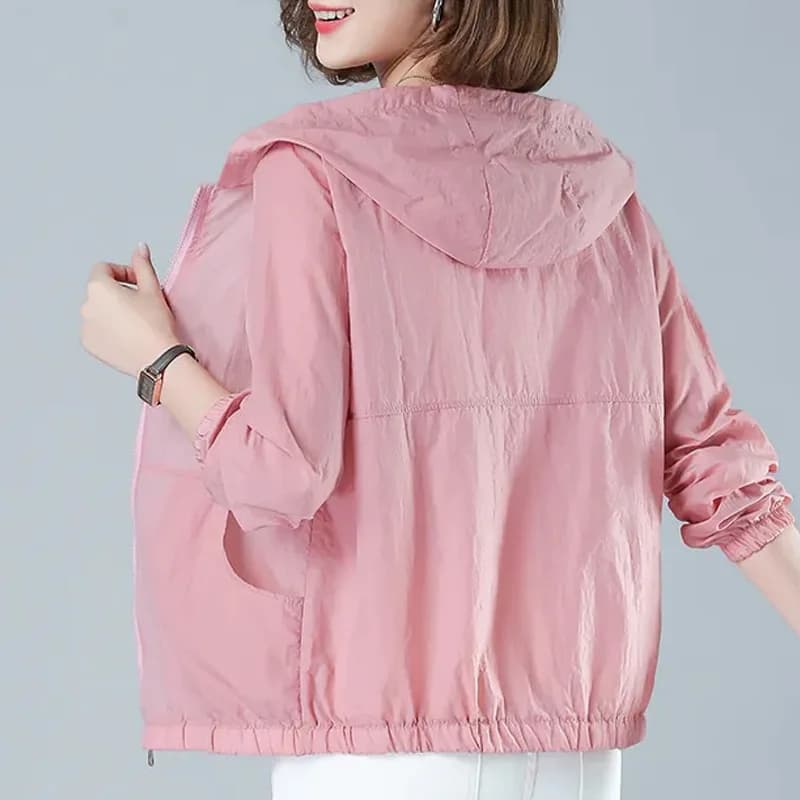 Lightweight Long Sleeve Women's Sun Protection Clothing Casual Versatile Summer Outdoor Wear Mom's Style Short Outerwear