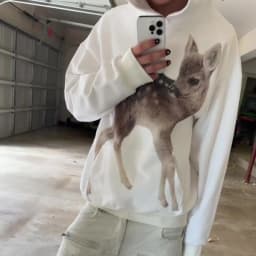 Y2K Vintage Deer Pure White Hoodies Women Fabric Sweatshirt Men Women Fashion Simple Streetwear Unisex Oversized Hoodie Clothing