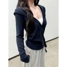 Elegant Style Zipper Hoodie Women's Loose Fit Slimming Outerwear Early Autumn Casual Style V-Neck Korean Fashion Blue