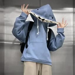 New Hip Hop Kawaii 3D Shark Zipper with Fin Hood Detachable Tail Bow Hoodie Cartoon Harajuku Women's Casual Hooded Jacket