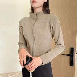 Women's Slim Fit Fleece Lined Short Sweatshirt Jacket Autumn Winter Thick Warm Zipper Jackets Woman Solid Stand Collar Yoga Wear