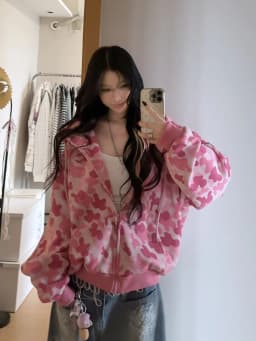 Pink Camouflage Hoodies Women Vintage Streetwear Hip Hop Loose Harajuku Sweatshirt Fall American Retro Casual Y2K Outwear Tops