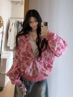 Pink Camouflage Hoodies Women Vintage Streetwear Hip Hop Loose Harajuku Sweatshirt Fall American Retro Casual Y2K Outwear Tops