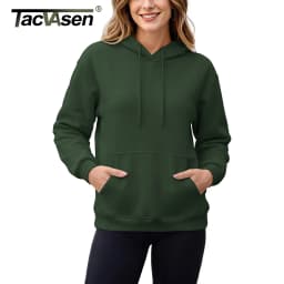 TACVASEN Women Fleece Lined Pullover Hoodie Solid Color Warm Hooded Sweatshirt with Kangaroo Pocket Adjustable Drawstring Casual
