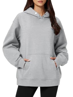 TACVASEN Women‘s Hooded Sweatshirt Fashion Oversize Sweatshirts with Button-up Hooded Fall Winter Warm Fleece Ooudoor Sweatshirt
