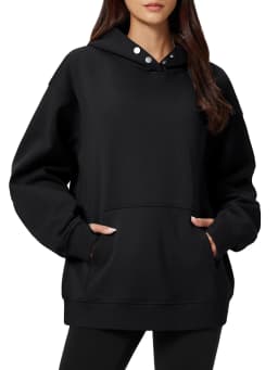 TACVASEN Women‘s Hooded Sweatshirt Fashion Oversize Sweatshirts with Button-up Hooded Fall Winter Warm Fleece Ooudoor Sweatshirt