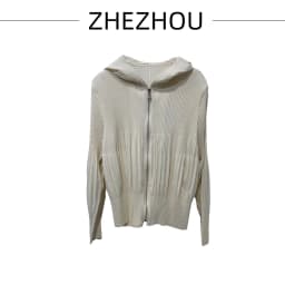 Miyake Pleated Hooded Zipper Cardigan Women 2026 Early Autumn Long Sleeve Pleats Top Versatile Slimming Short Solid Color Jacket