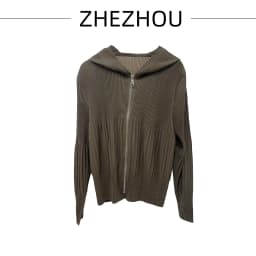 Miyake Pleated Hooded Zipper Cardigan Women 2026 Early Autumn Long Sleeve Pleats Top Versatile Slimming Short Solid Color Jacket