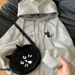 Deeptown Japanese Style Kawaii Hoodies Women Harajuku Sweet Cartoon Hooded Sweatshirt Thin Cutecore Oversize Zipper Cardigan