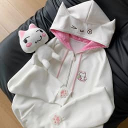 Deeptown Japanese Style Kawaii Hoodies Women Harajuku Sweet Cartoon Hooded Sweatshirt Thin Cutecore Oversize Zipper Cardigan