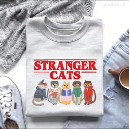 Stranger Merch Autumn and Winter Cats Sweatshirt Fans Gifts for Friends Matching Hoodies Long Sleeve Keep Warm Pullover