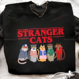 Stranger Merch Autumn and Winter Cats Sweatshirt Fans Gifts for Friends Matching Hoodies Long Sleeve Keep Warm Pullover