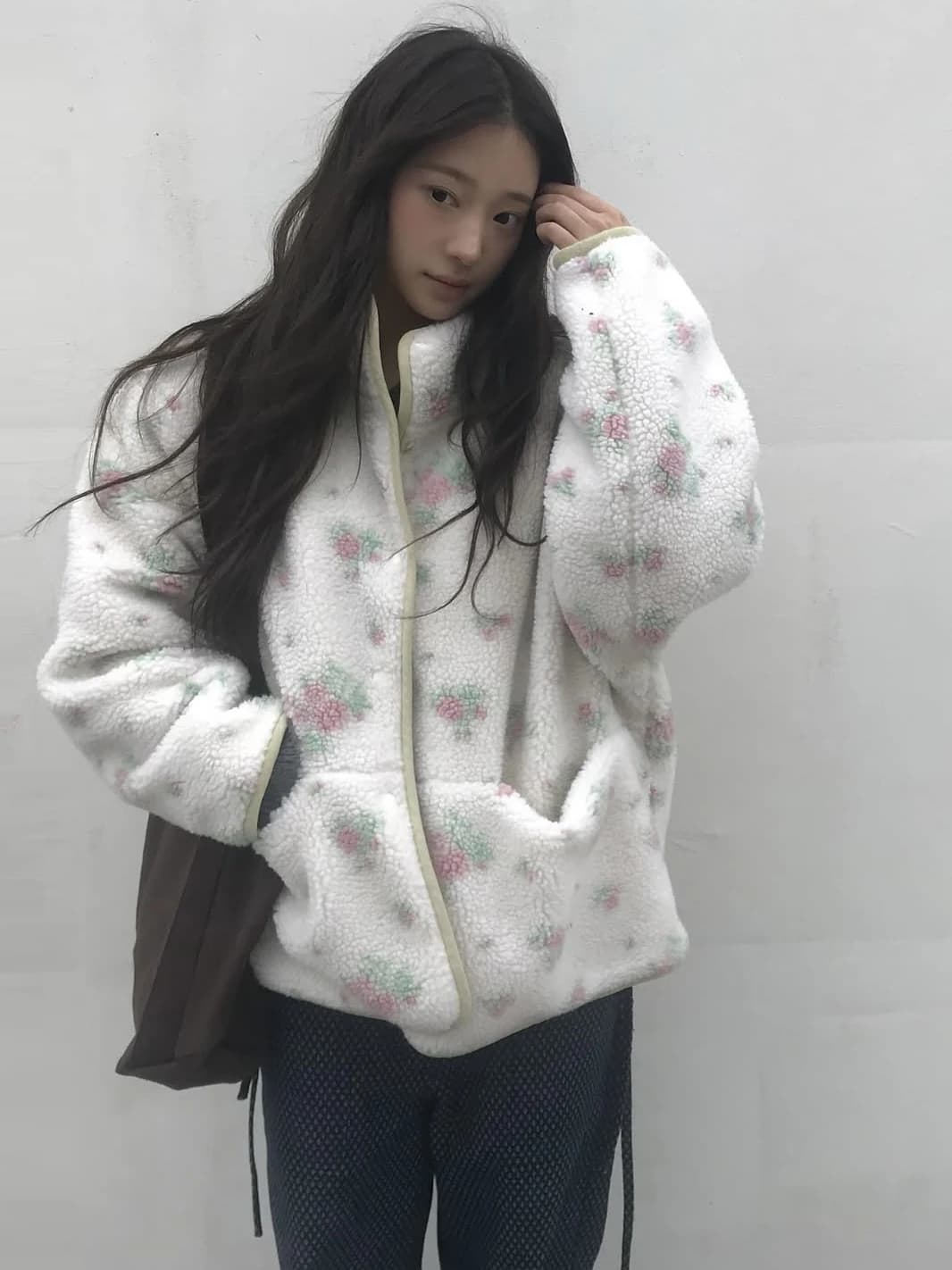 Korean Style Sweet Floral Print Double-Sided Wear Velvet Sweatshirt Women's Winter Outerwear Soft Versatile Casual Top