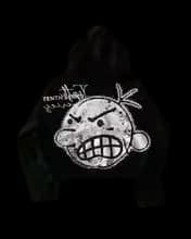 Women Punk Goth Y2K Hooded Zip Up Sweatshirt with Skeleton Cross Bones Pattern and Gold Lettering Fall Winter Streetwear Top
