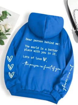 Dear Person Behind Me Letter Graphic Print Hoody Women's Fashion Soft Sweatshirt Autumn Warm Fleece Hooded Casual Loose Tops