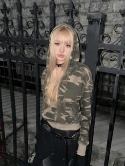 Tonngirls Y2k Aesthetic Hoodies Women Waffle Knit Long Sleeve Camo Sweatshirt Japanese 2000s Vintage Zip Up Hoodie Retro Jacket