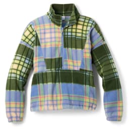 Color Block Plaid Half Zip Sweatshirt Men Women Retro Stand Collar Kangaroo Pocket Rib Cuff Long Sleeve Outdoor Loose Pullover
