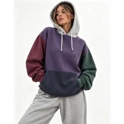 Fall Winter Patchwork Color Block Hoodie Men Women Drawstring Kangaroo Pocket Long Sleeve Oversized Streetwear Pullover