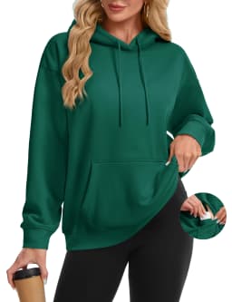 TACVASEN Women Fleece Lined Oversized Hoodie Thick Warm Sherpa Pullover Hooded Sweatshirt with Multi Kangaroo Pocket for Winter