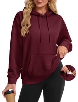 TACVASEN Women Fleece Lined Oversized Hoodie Thick Warm Sherpa Pullover Hooded Sweatshirt with Multi Kangaroo Pocket for Winter