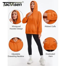 TACVASEN Women Fleece Lined Oversized Hoodie Thick Warm Sherpa Pullover Hooded Sweatshirt with Multi Kangaroo Pocket for Winter