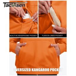 TACVASEN Women Fleece Lined Oversized Hoodie Thick Warm Sherpa Pullover Hooded Sweatshirt with Multi Kangaroo Pocket for Winter
