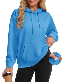 TACVASEN Women Fleece Lined Oversized Hoodie Thick Warm Sherpa Pullover Hooded Sweatshirt with Multi Kangaroo Pocket for Winter
