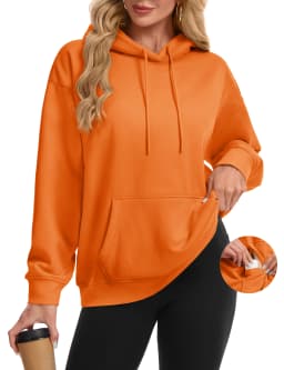 TACVASEN Women Fleece Lined Oversized Hoodie Thick Warm Sherpa Pullover Hooded Sweatshirt with Multi Kangaroo Pocket for Winter
